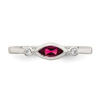 Sterling Silver Rhod-pltd Polished Created Ruby and White Topaz Ring view 5