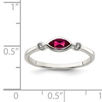 Sterling Silver Rhod-pltd Polished Created Ruby and White Topaz Ring view 3