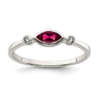 Sterling Silver Rhod-pltd Polished Created Ruby and White Topaz Ring view 1