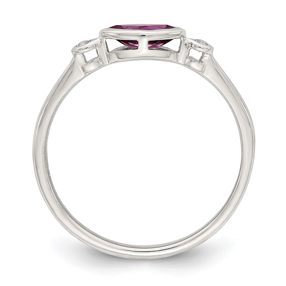 Sterling Silver Rhodium-plated Polished Rhololite and White Topaz Ring (QR7065JUN-7)