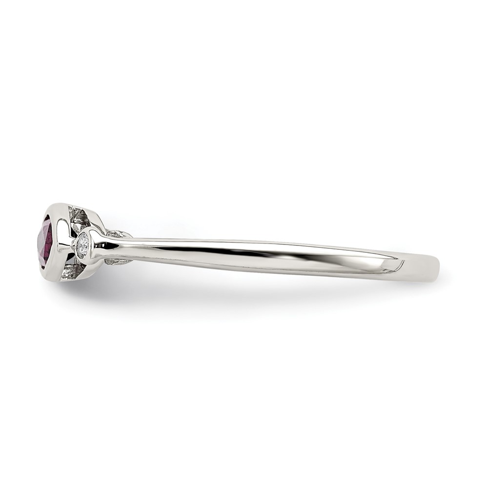 Sterling Silver Rhodium-plated Polished Rhololite and White Topaz Ring (QR7065JUN-7)