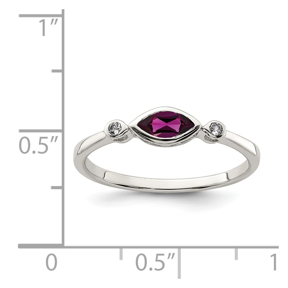 Sterling Silver Rhodium-plated Polished Rhololite and White Topaz Ring (QR7065JUN-7)