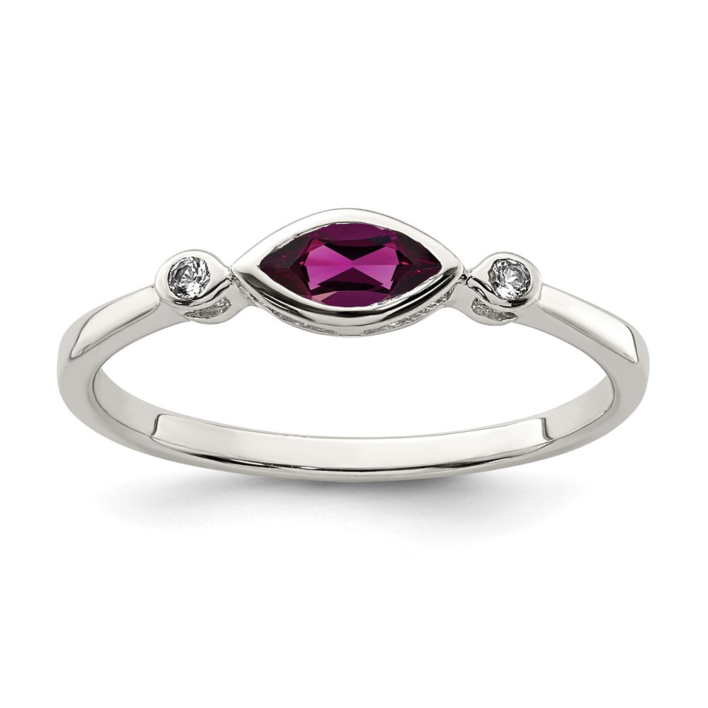 Sterling Silver Rhodium-plated Polished Rhololite and White Topaz Ring (QR7065JUN-6)