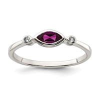 Sterling Silver Rhodium-plated Polished Rhololite and White Topaz Ring view 1