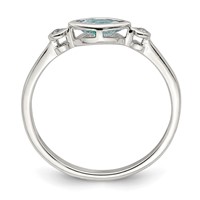 Sterling Silver Rhodium-plated Polished Aquamarine White Topaz Ring view 2
