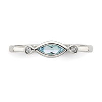 Sterling Silver Rhodium-plated Polished Aquamarine White Topaz Ring view 5