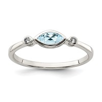 Sterling Silver Rhodium-plated Polished Aquamarine White Topaz Ring view 1