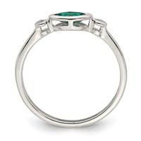 Sterling Silver Rhod-platd Polished Created Emerald White Topaz Ring view 2