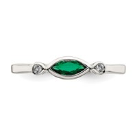 Sterling Silver Rhod-platd Polished Created Emerald White Topaz Ring view 5
