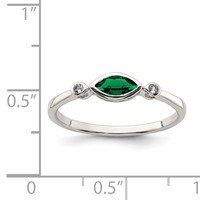 Sterling Silver Rhod-platd Polished Created Emerald White Topaz Ring view 3