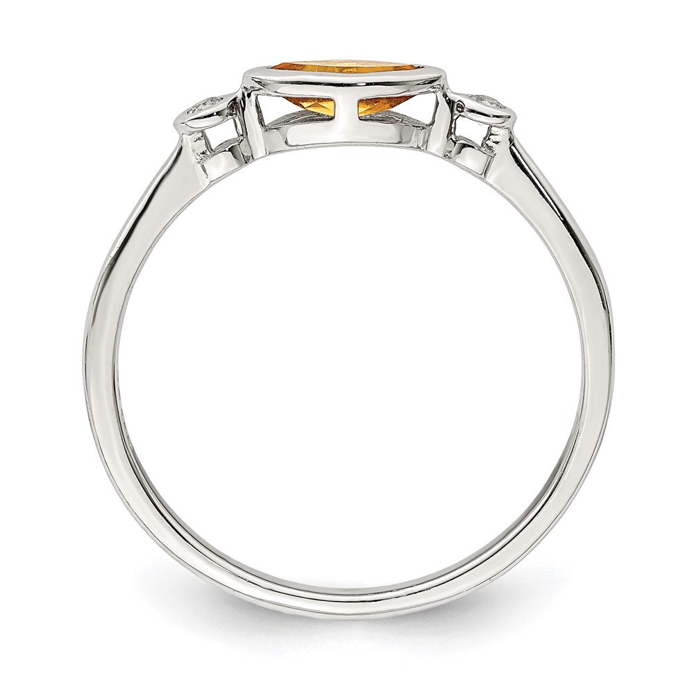 Sterling Silver Rhodium-plated Polished Citrine and White Topaz Ring (QR7065NOV-7)
