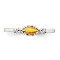 Sterling Silver Rhodium-plated Polished Citrine and White Topaz Ring view 5