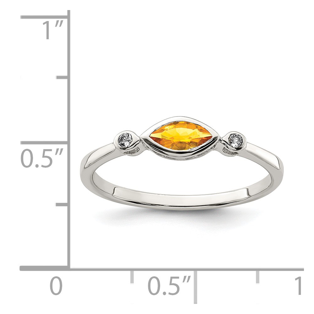 Sterling Silver Rhodium-plated Polished Citrine and White Topaz Ring (QR7065NOV-7)