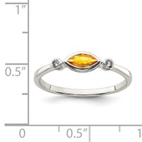 Sterling Silver Rhodium-plated Polished Citrine and White Topaz Ring view 3
