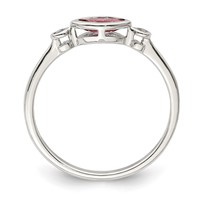 Sterling Silver Rhod-pltd Polished Pink Tourmaline White Topaz Ring view 2