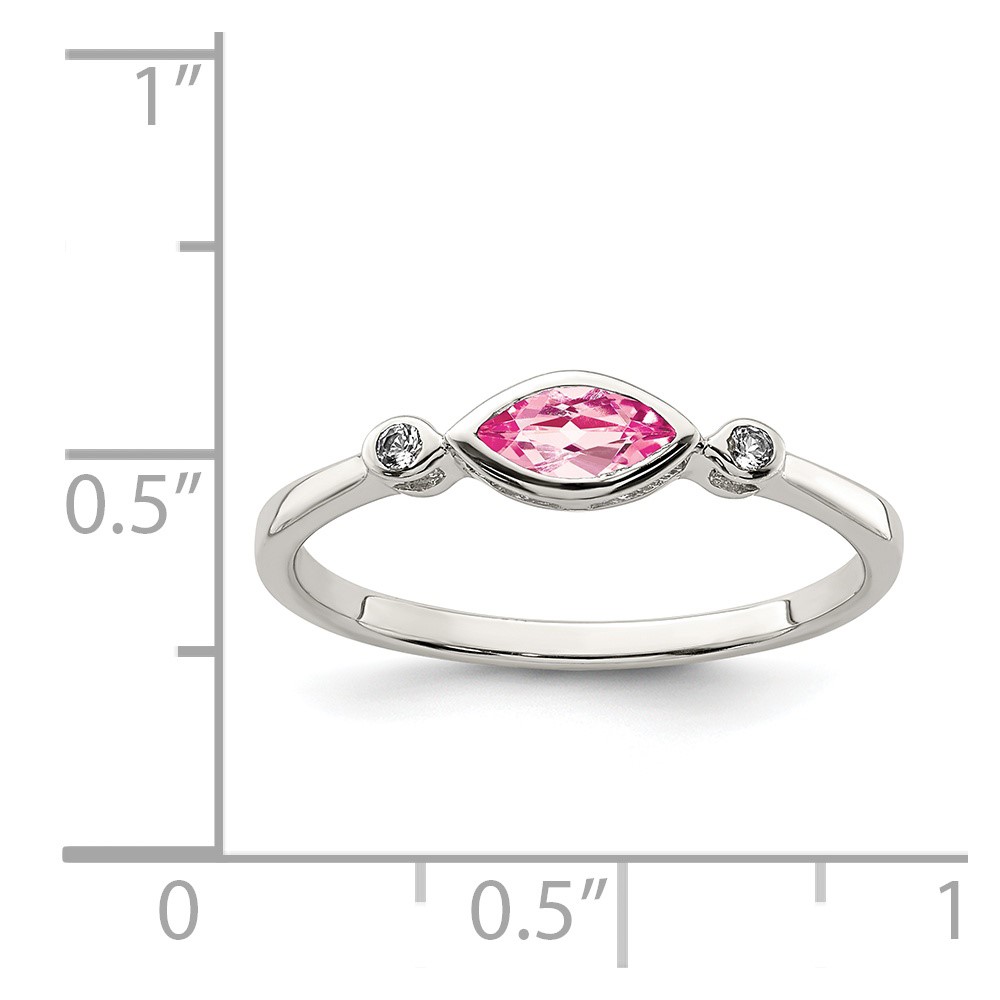 Sterling Silver Rhod-pltd Polished Pink Tourmaline/ White Topaz Ring (QR7065OCT-8)