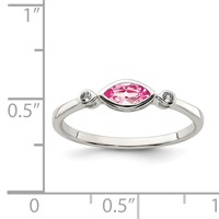 Sterling Silver Rhod-pltd Polished Pink Tourmaline White Topaz Ring view 3
