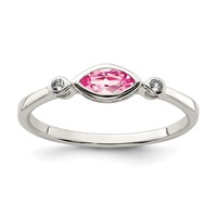 Sterling Silver Rhod-pltd Polished Pink Tourmaline White Topaz Ring view 1