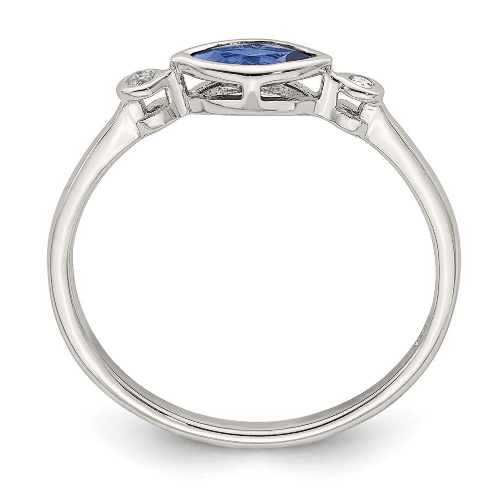 Sterling Silver Rhod-pltd Polished Created Sapphire/White Topaz Ring (QR7065SEP-7)