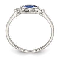 Sterling Silver Rhod-pltd Polished Created Sapphire White Topaz Ring view 2