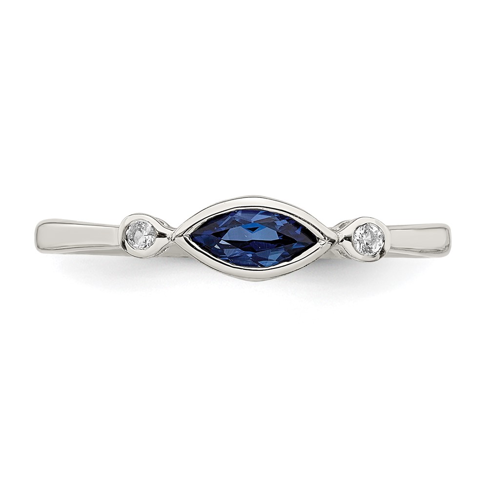 Sterling Silver Rhod-pltd Polished Created Sapphire/White Topaz Ring (QR7065SEP-7)