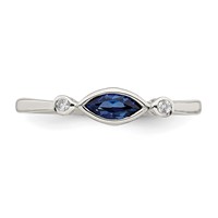 Sterling Silver Rhod-pltd Polished Created Sapphire White Topaz Ring view 5