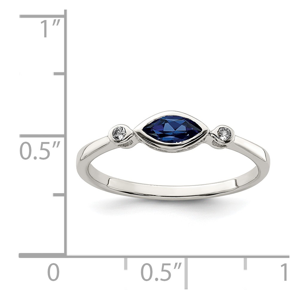 Sterling Silver Rhod-pltd Polished Created Sapphire/White Topaz Ring (QR7065SEP-7)