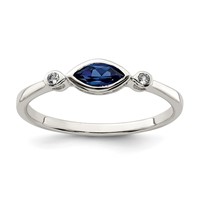 Sterling Silver Rhod-pltd Polished Created Sapphire White Topaz Ring view 1