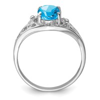 Sterling Silver Rhodium Blue Topaz Ring view 2