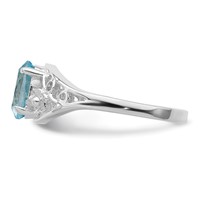 Sterling Silver Rhodium Blue Topaz Ring view 4
