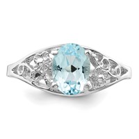 Sterling Silver Rhodium Blue Topaz Ring view 5