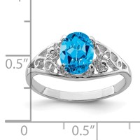Sterling Silver Rhodium Blue Topaz Ring view 3