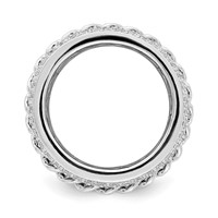 Sterling Silver Rhodium-plated CZ Spinning Chain Center Ring view 2