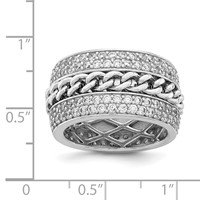 Sterling Silver Rhodium-plated CZ Spinning Chain Center Ring view 3