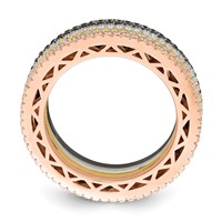 Sterling Silver & Rose, Gold, & Black-tone CZ 4 Band Set view 2