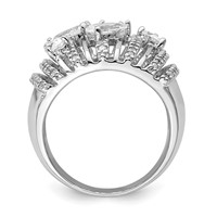 Sterling Silver Rhodium-plated Pear CZ Fancy Ring view 2