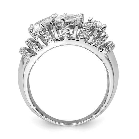 Sterling Silver Rhodium-plated Pear CZ Fancy Ring