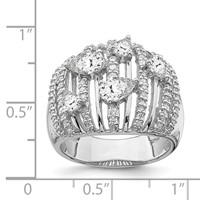 Sterling Silver Rhodium-plated Pear CZ Fancy Ring view 3