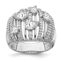 Sterling Silver Rhodium-plated Pear CZ Fancy Ring view 1