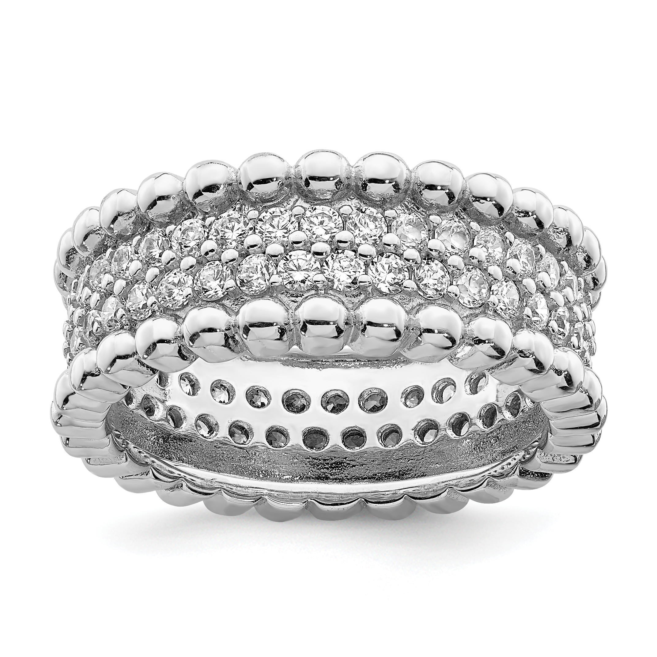 Sterling Silver Rhodium Plated CZ Ring (QR7102-6)