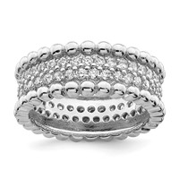 Sterling Silver Rhodium Plated CZ Ring view 1