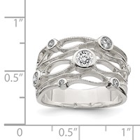 Sterling Silver Fancy CZ Ring view 3