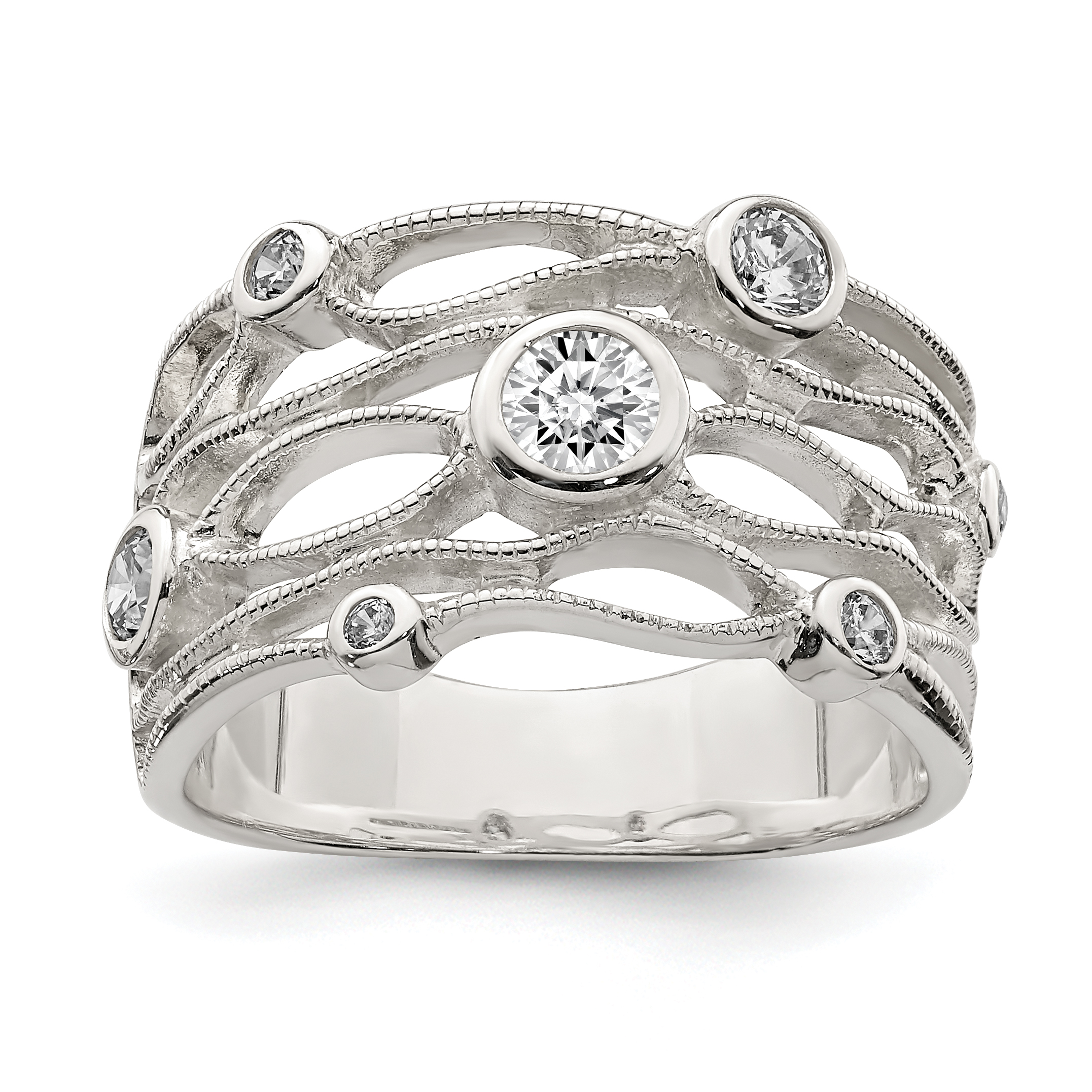Sterling Silver Fancy CZ Ring (QR7105-6)