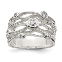 Sterling Silver Fancy CZ Ring view 1
