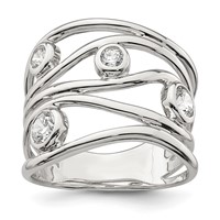 Sterling Silver Fancy CZ Ring view 1