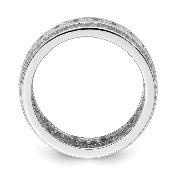 Sterling Silver Rhodium-plated CZ 3-row Eternity Ring