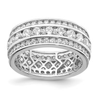 Sterling Silver Rhodium-plated CZ 3-row Eternity Ring view 1