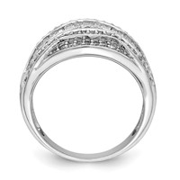 Sterling Silver Rhodium-plated Fancy CZ Baguette Ring view 2