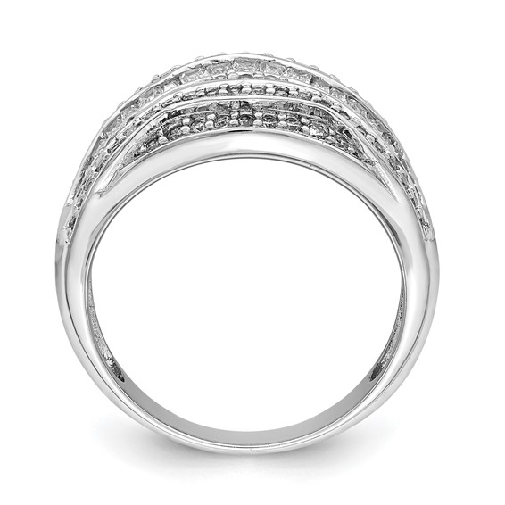 Sterling Silver Rhodium-plated Fancy CZ Baguette Ring