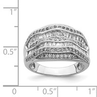 Sterling Silver Rhodium-plated Fancy CZ Baguette Ring view 3